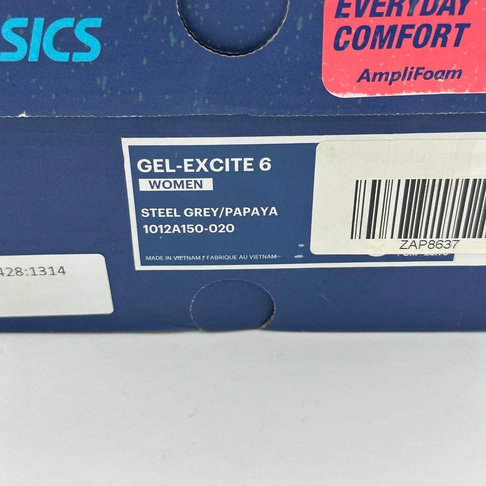 ASICS‎ GEL-Excite 6 Shoes Running Steel Grey Papaya Women 9 Athleisure Run Core